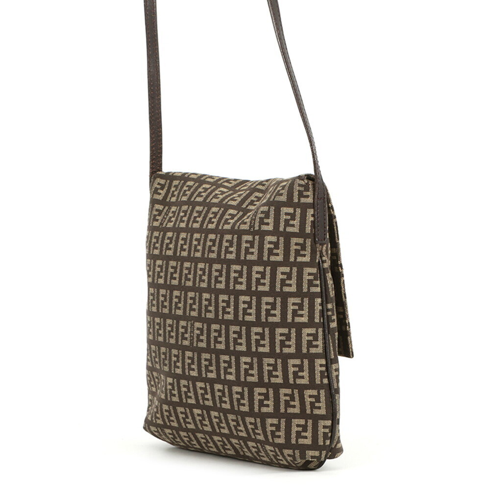 FENDI Brown Leather Zucca Shoulder Bag - Picture 2 of 16